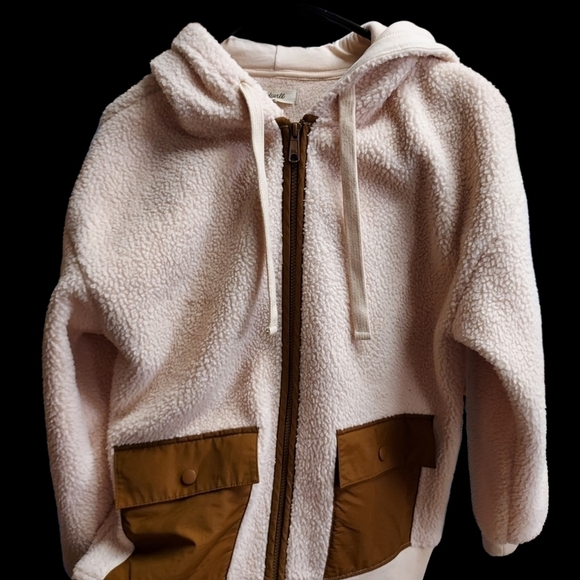 Madewell zip small oversized jacket brown and tan - Picture 4 of 9